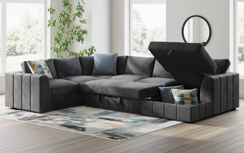 Seccional de 4 piezas Armfield con sofá cama desplegable y almacenamiento