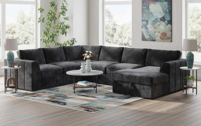 Seccional de 4 piezas Armfield con sofá cama desplegable y almacenamiento