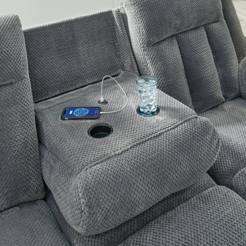 Greely Bend Reclining Power Sofa w/Drop Down Table