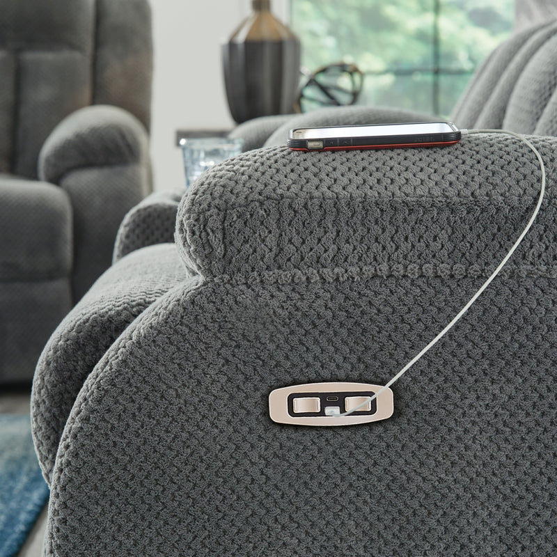Greely Bend Reclining Power Sofa w/Drop Down Table
