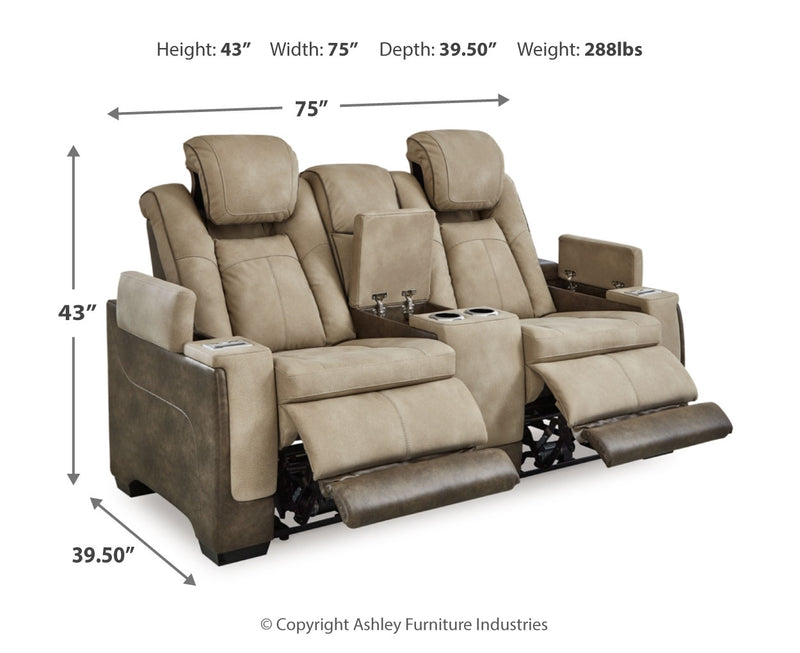 Next-Gen Durapella Power Reclining Loveseat/Console/Adjustable Headrest