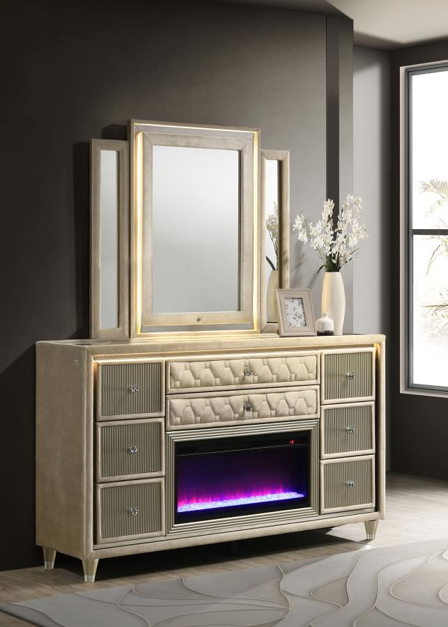 Lorient 8-drawer LED Flame Box Dresser