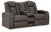 Fyne-Dyme Power Reclining Loveseat/Console/Adjustable Headrest