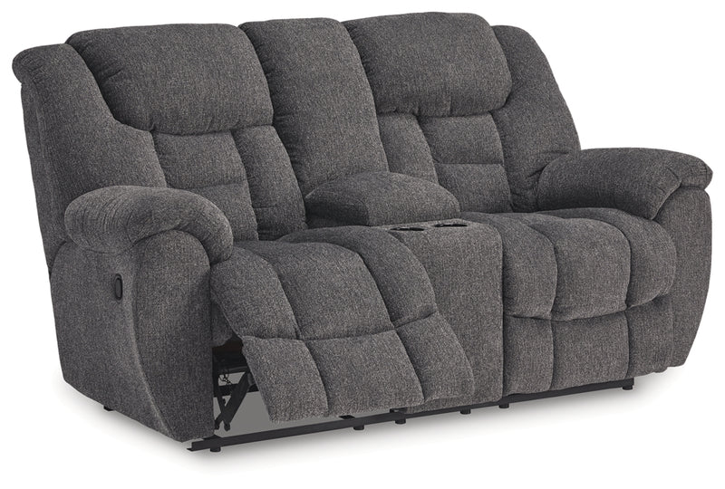 Sofá de dos plazas reclinable DBL Foreside con consola
