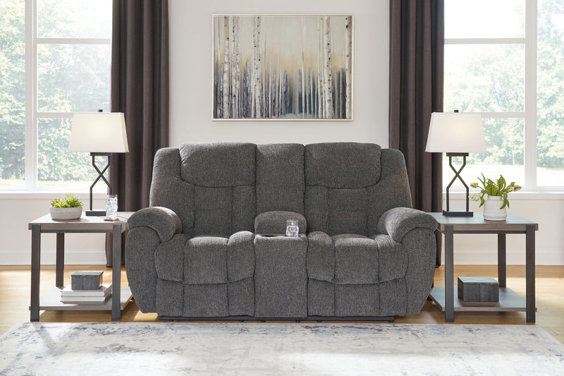 Sofá de dos plazas reclinable DBL Foreside con consola