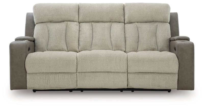 Stately Check Power Reclining Sofa with Adjustable Headrest