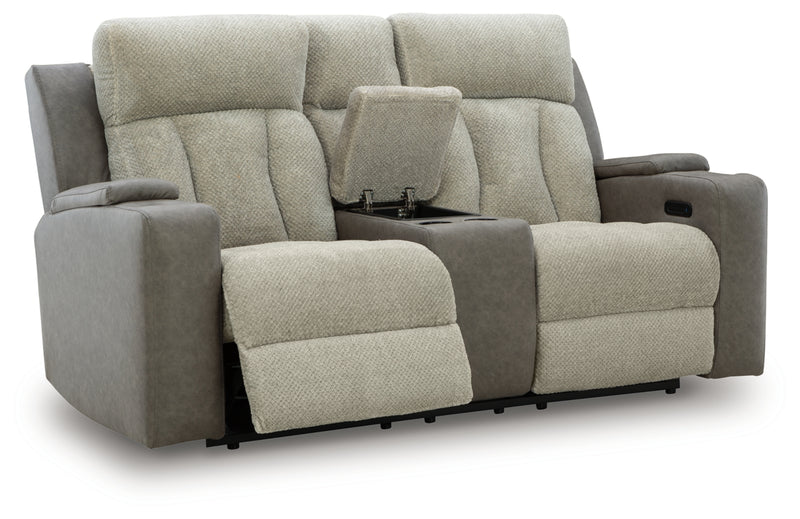 Stately Check Power Reclining Loveseat/Console/Adjustable Headrest