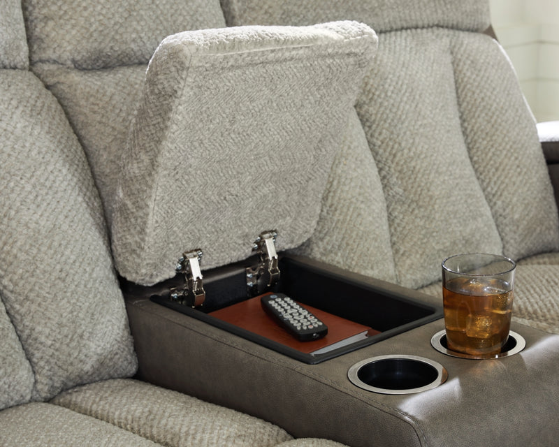 Stately Check Power Reclining Loveseat/Console/Adjustable Headrest