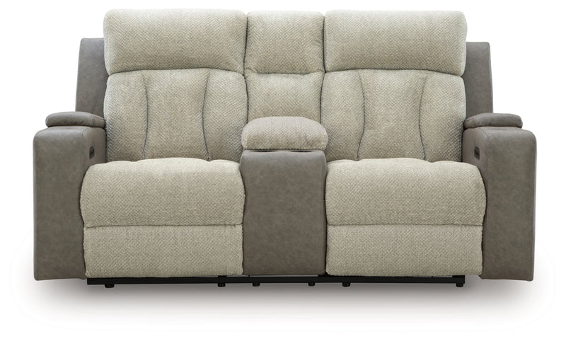 Stately Check Power Reclining Loveseat/Console/Adjustable Headrest