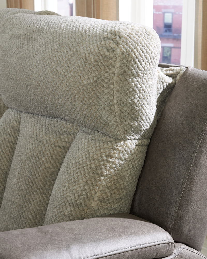 Stately Check Power Reclining Sofa with Adjustable Headrest