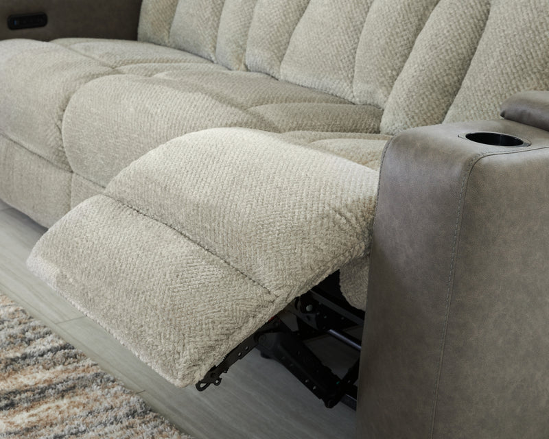 Stately Check Power Reclining Sofa with Adjustable Headrest