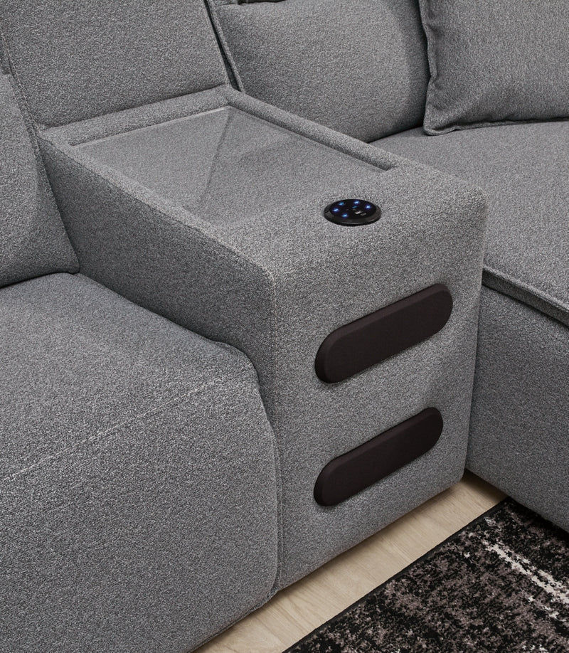 Modular seccional reclinable Modmax II de 6 piezas con chaise y consola de audio