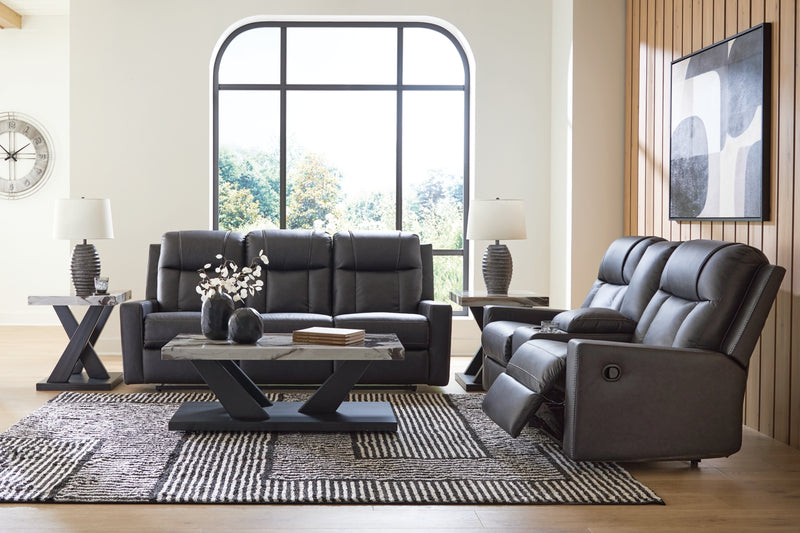 Juego de sala de estar Mackmenville con sofá reclinable y loveseat reclinable con consola