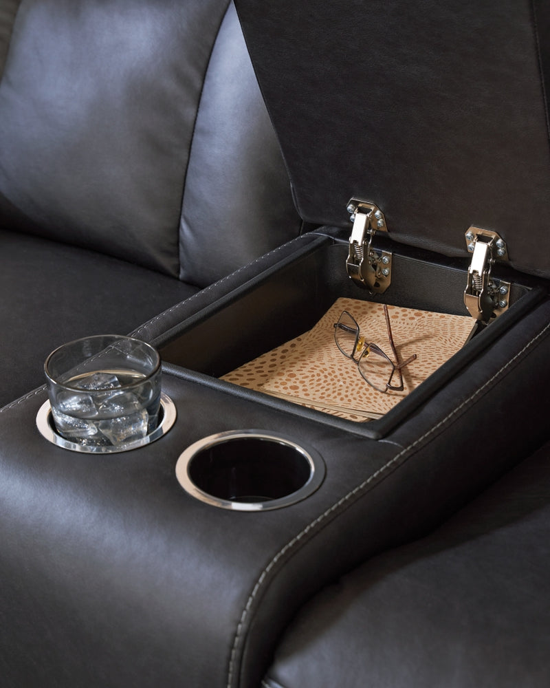 Juego de sala de estar Mackmenville con sofá reclinable y loveseat reclinable con consola