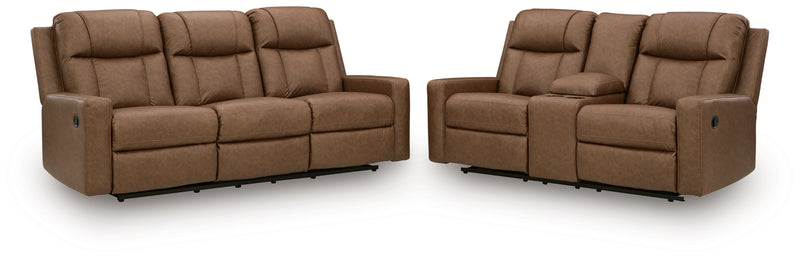 Juego de sala de estar Mackmenville con sofá reclinable y loveseat reclinable con consola