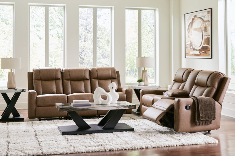 Juego de sala de estar Mackmenville con sofá reclinable y loveseat reclinable con consola