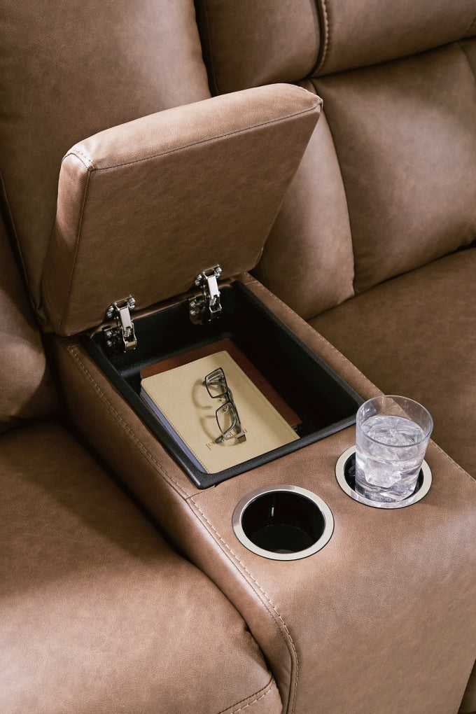 Juego de sala de estar Mackmenville con sofá reclinable y loveseat reclinable con consola