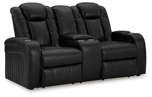Caveman Den Power Reclining Loveseat/Console/Adjustable Headrest
