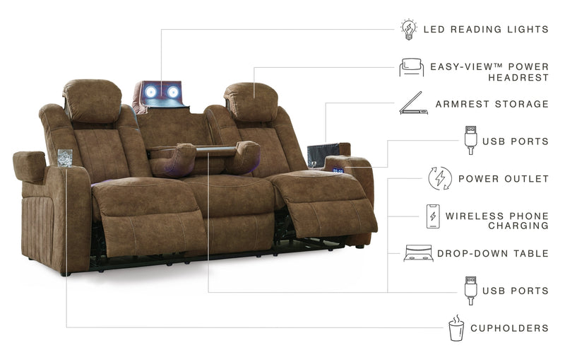 Wolfridge Power Reclining Sofa with Adjustable Headrest