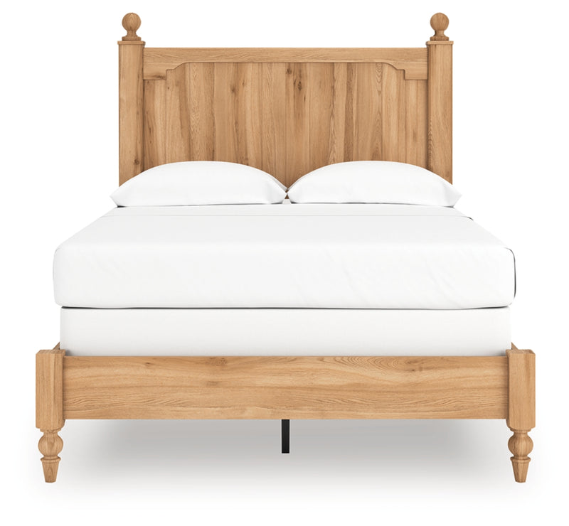 Cama de panel completo Aleaport con cómoda con espejo