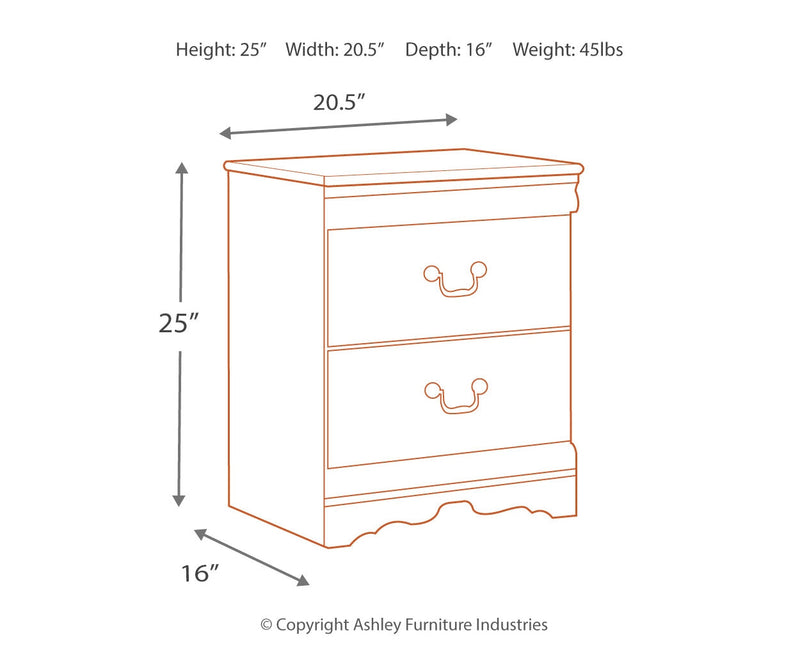 Anarasia Two Drawer Night Stand