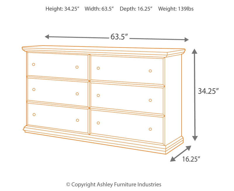 Maribel Six Drawer Dresser