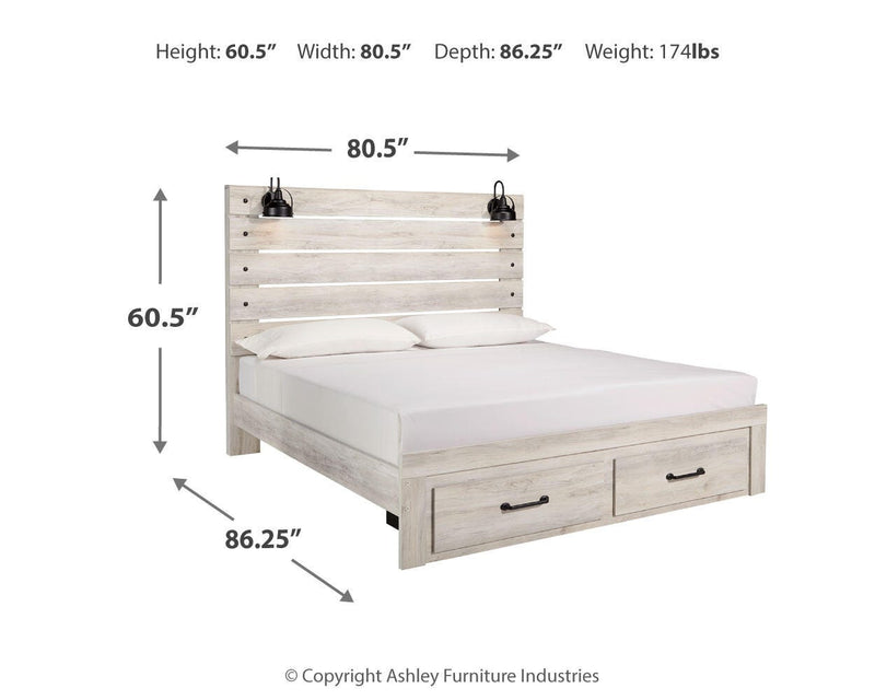 Cambeck Panel Bed with 2 Storage Drawers