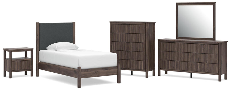 Pamytta Upholstered Panel Platform Bed Bedroom Set