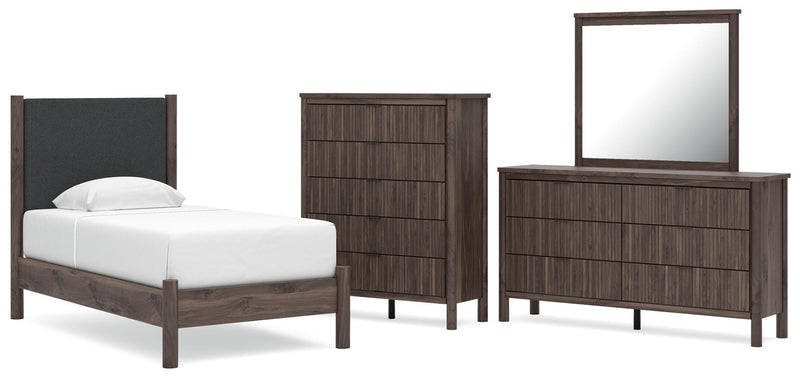 Pamytta Upholstered Panel Platform Bed Bedroom Set
