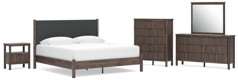 Pamytta Upholstered Panel Platform Bed Bedroom Set