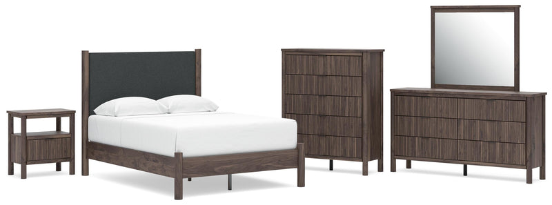 Pamytta Upholstered Panel Platform Bed Bedroom Set