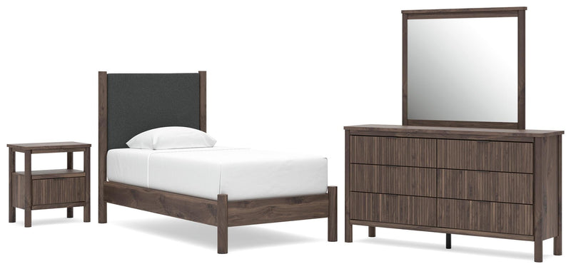 Pamytta Upholstered Panel Platform Bed Bedroom Set