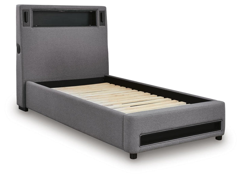 Cayberry Upholstered Bed with Wireless Audio
