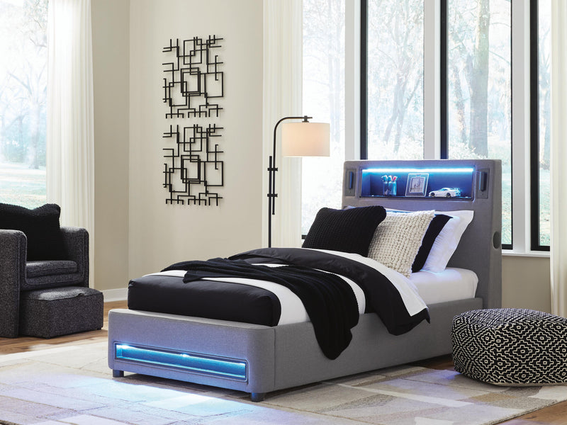 Cayberry Upholstered Bed with Wireless Audio