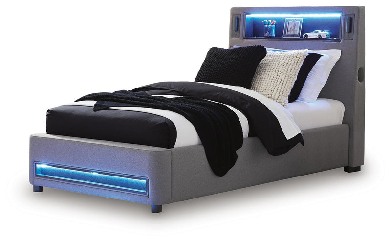 Cayberry Upholstered Bed with Wireless Audio