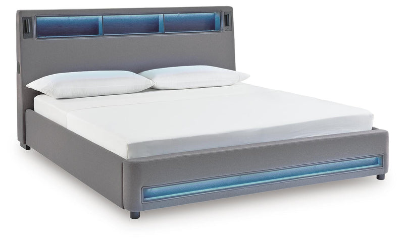 Cayberry Upholstered Bed with Wireless Audio