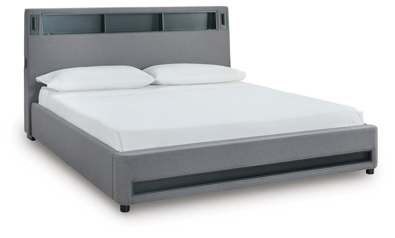 Cayberry Upholstered Bed with Wireless Audio