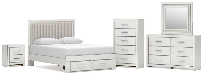 Zuraleus Upholstered Panel Platform Storage Bed Bedroom Set