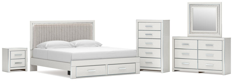 Zuraleus Upholstered Panel Platform Storage Bed Bedroom Set