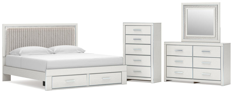 Zuraleus Upholstered Panel Platform Storage Bed Bedroom Set