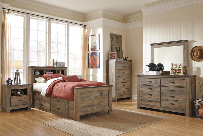 Cama de librería Trinell con 2 cajones de almacenamiento
