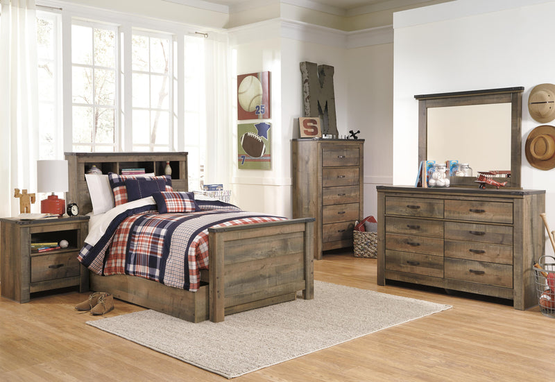 Cama biblioteca Trinell con 1 cajón grande de almacenamiento