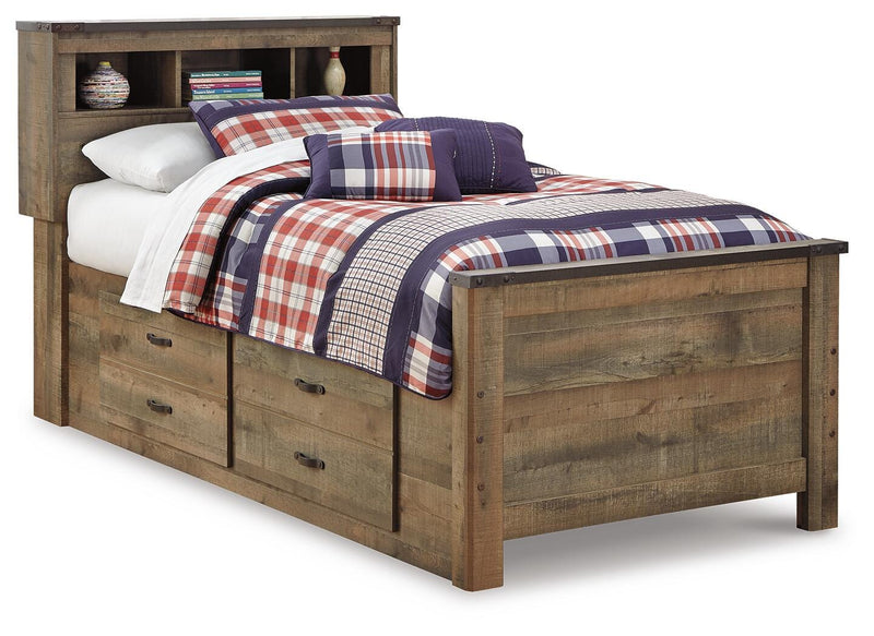 Cama de librería Trinell con 2 cajones de almacenamiento