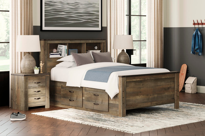Cama de librería Trinell con 2 cajones de almacenamiento