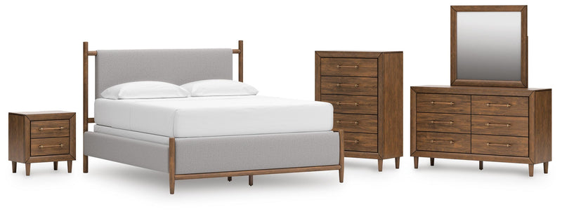 Juego de dormitorio de cama tapizada con paneles Lyncott