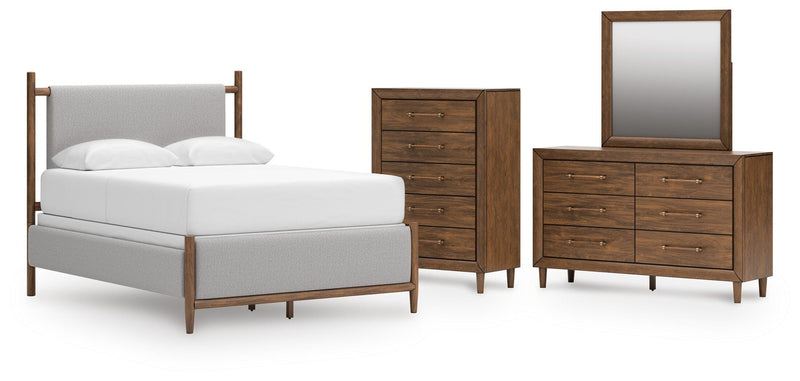 Juego de dormitorio de cama tapizada con paneles Lyncott
