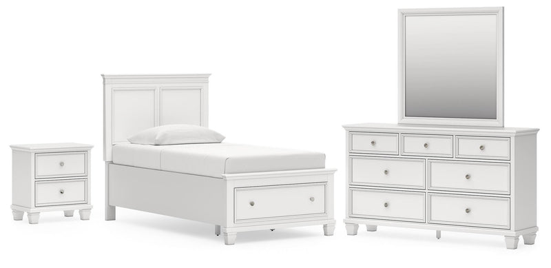 Dormitorio Fortman con cama de panel de almacenamiento