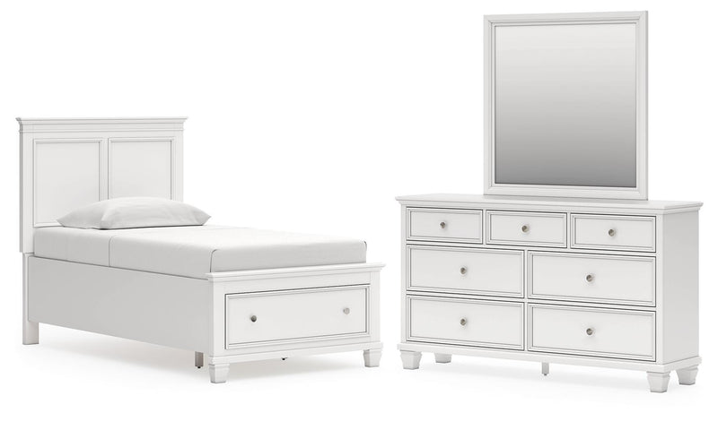 Dormitorio Fortman con cama de panel de almacenamiento