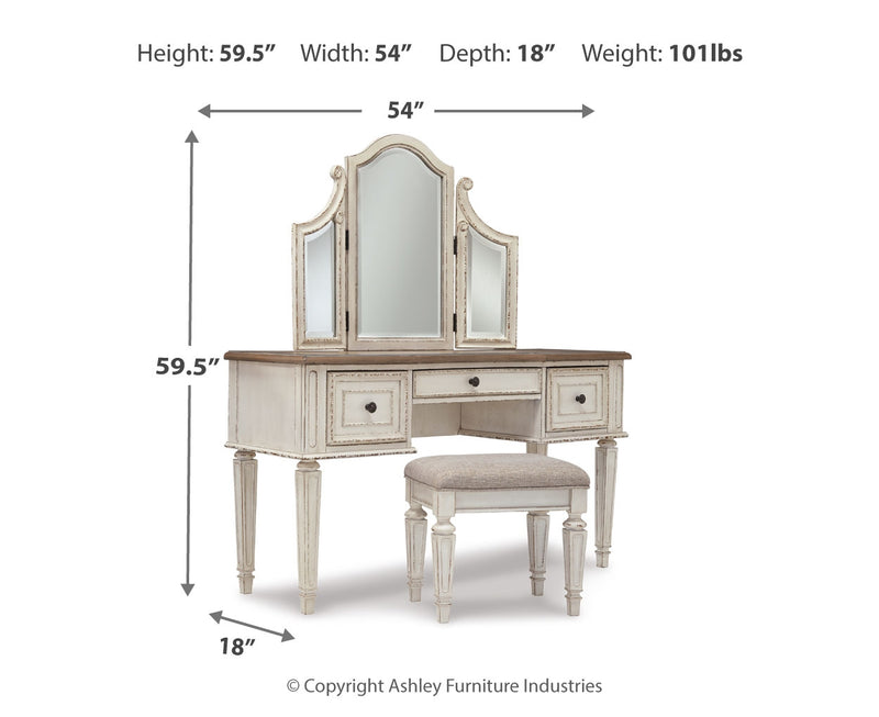 Realyn Vanity/Mirror/Stool