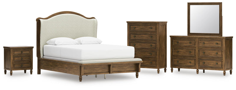 Juego de dormitorio con cama panel tapizada Sturlayne